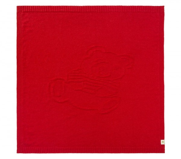 Merino Decke Bär rot 100x100cm