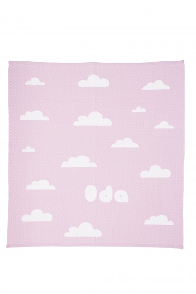 Bio Babydecke mit Wolken und Namen 90x120cm